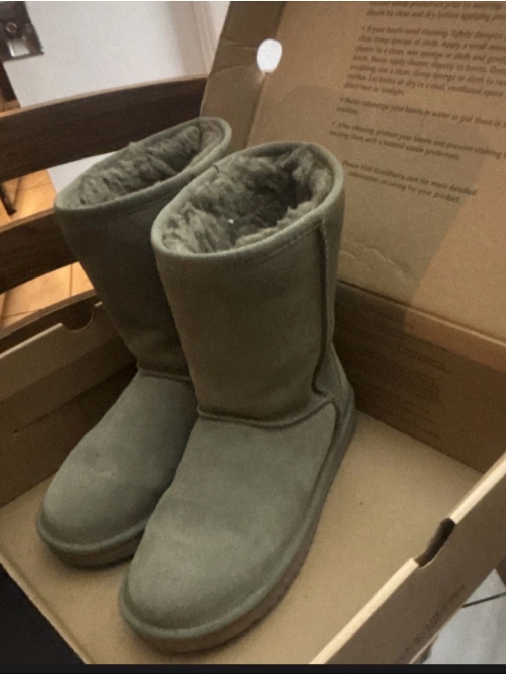 UGG Classic Mid-Calf Winter Boots in Gray-Green Suede